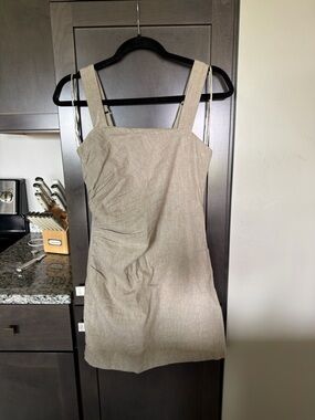 Abercrombie & Fitch Sleeveless Square-Neck Mini Dress in Tan